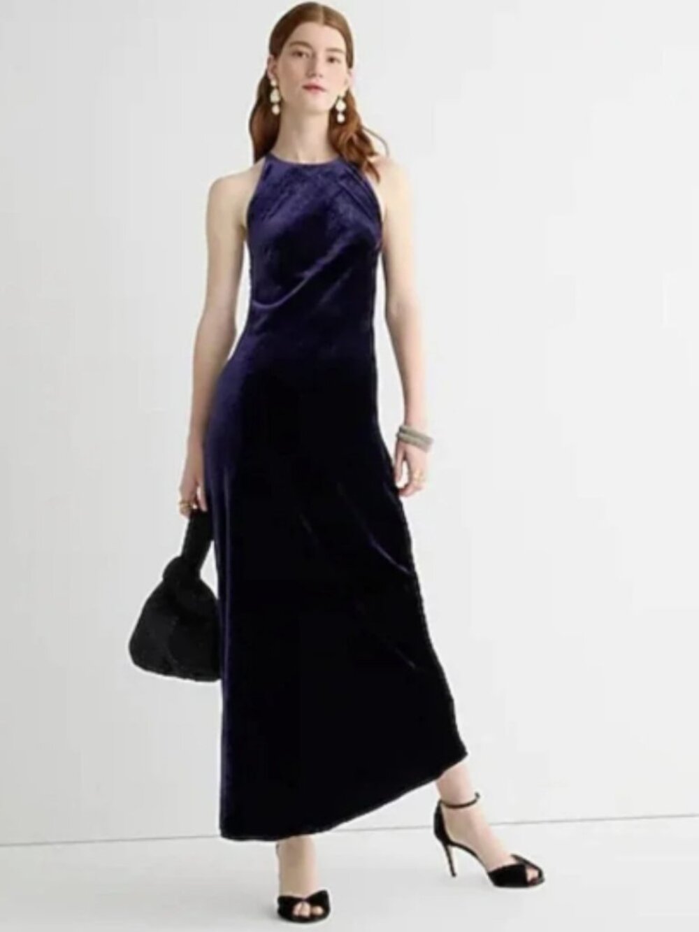 NWOT J. CREW Silk Velvet Blue Maxi Dress Sz 16